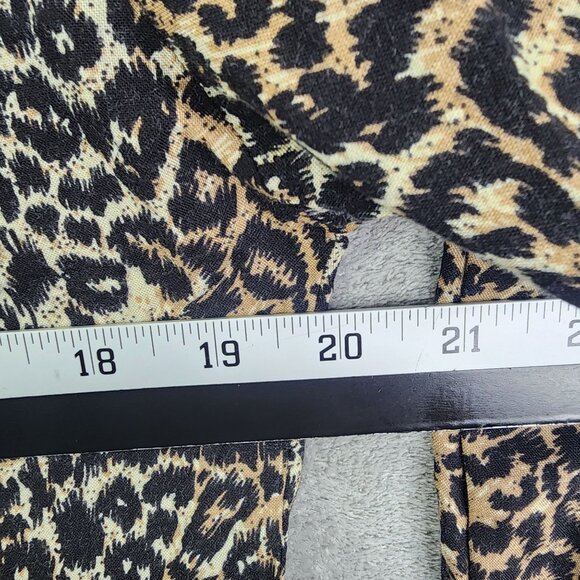 Women's Vintage Cactus Flower Leopard Print Button-Up Shirt Rayon Long Sleeve S - Picture 8 of 11